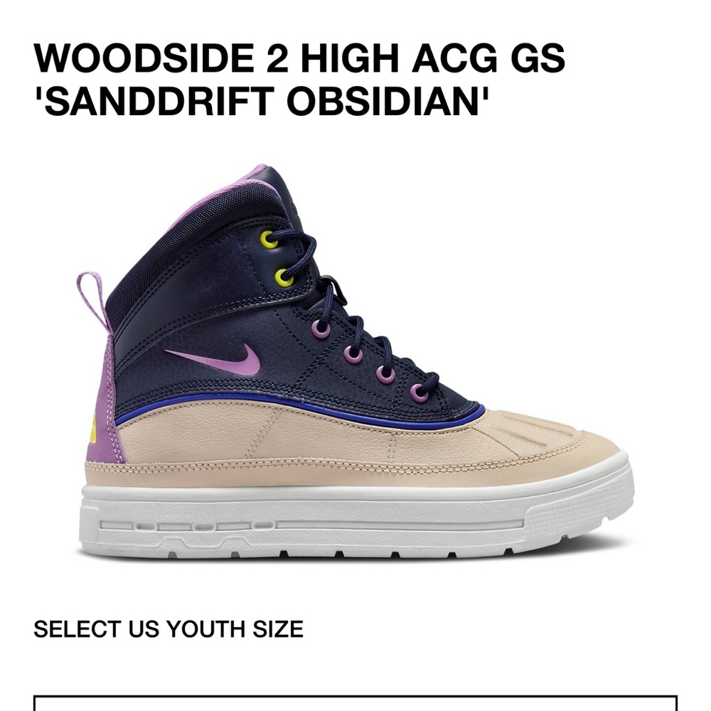 Nike Woodside 2 High ACG Boots NEW 524872100 Sanddrift Obsidian Big Kids Y6
